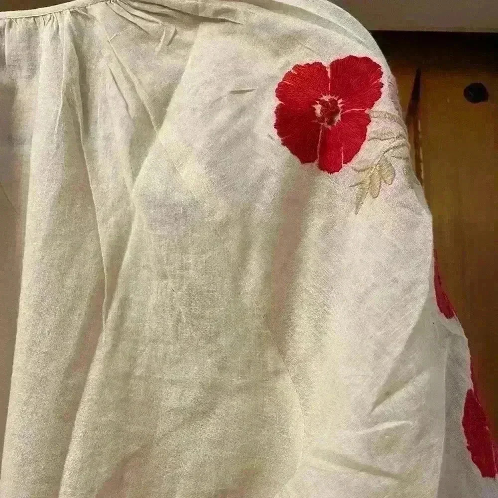 St Roche Gauze Full Length Flower Embroidered Sleeve Blouse- Size 8 - Picture 14 of 14